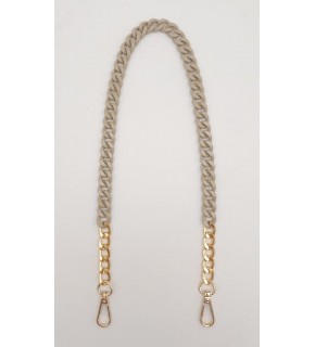 Çanta Aksesuar Renkli Metal 60 cm Kancalı Zincir Bej