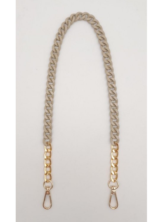Çanta Aksesuar Renkli Metal 60 cm Kancalı Zincir Bej