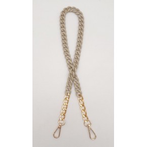 Çanta Aksesuar Renkli Metal 60 cm Kancalı Zincir Bej