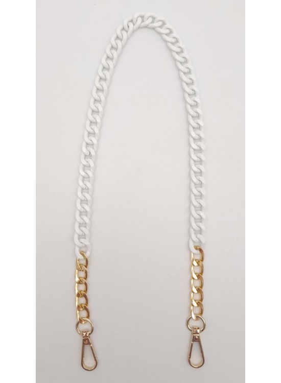 Çanta Aksesuar Renkli Metal 60 cm Kancalı Zincir Buz Beyazı