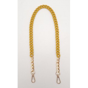 Çanta Aksesuar Renkli Metal 60 cm Kancalı Zincir Hardal Sarı