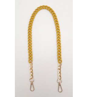 Çanta Aksesuar Renkli Metal 60 cm Kancalı Zincir Hardal Sarı