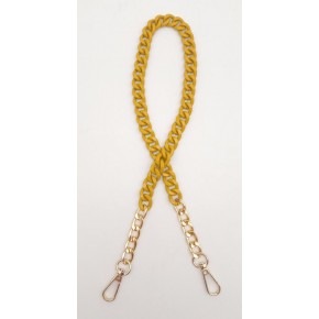 Çanta Aksesuar Renkli Metal 60 cm Kancalı Zincir Hardal Sarı