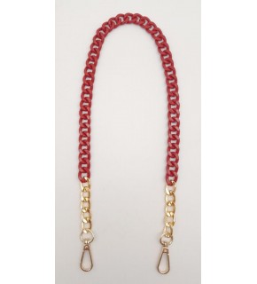 Çanta Aksesuar Renkli Metal 60 cm Kancalı Zincir Kırmızı