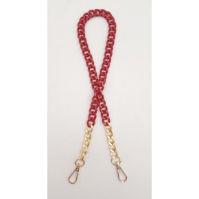 Çanta Aksesuar Renkli Metal 60 cm Kancalı Zincir Kırmızı