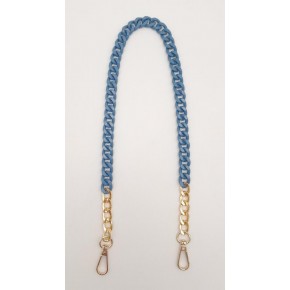 Çanta Aksesuar Renkli Metal 60 cm Kancalı Zincir Kot Mavi