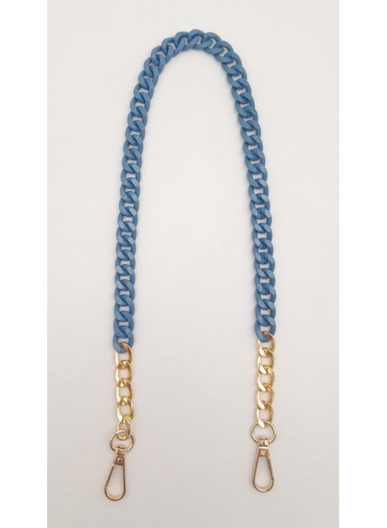 Çanta Aksesuar Renkli Metal 60 cm Kancalı Zincir Kot Mavi