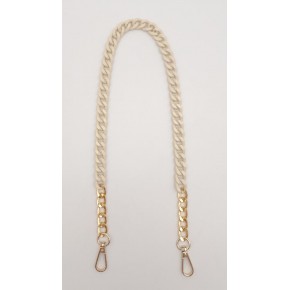 Çanta Aksesuar Renkli Metal 60 cm Kancalı Zincir Krem