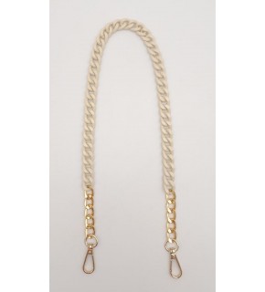 Çanta Aksesuar Renkli Metal 60 cm Kancalı Zincir Krem