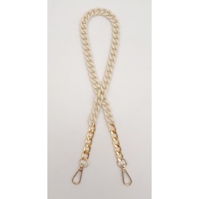 Çanta Aksesuar Renkli Metal 60 cm Kancalı Zincir Krem