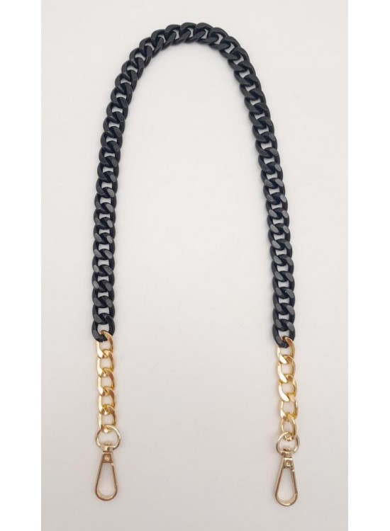 Çanta Aksesuar Renkli Metal 60 cm Kancalı Zincir Siyah