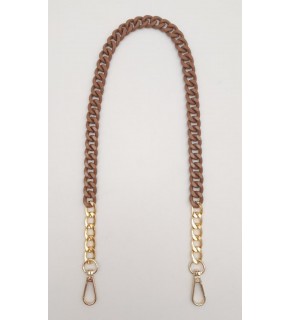 Çanta Aksesuar Renkli Metal 60 cm Kancalı Zincir Taba