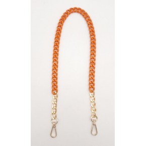 Çanta Aksesuar Renkli Metal 60 cm Kancalı Zincir Turuncu