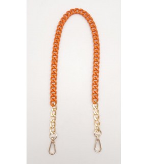 Çanta Aksesuar Renkli Metal 60 cm Kancalı Zincir Turuncu