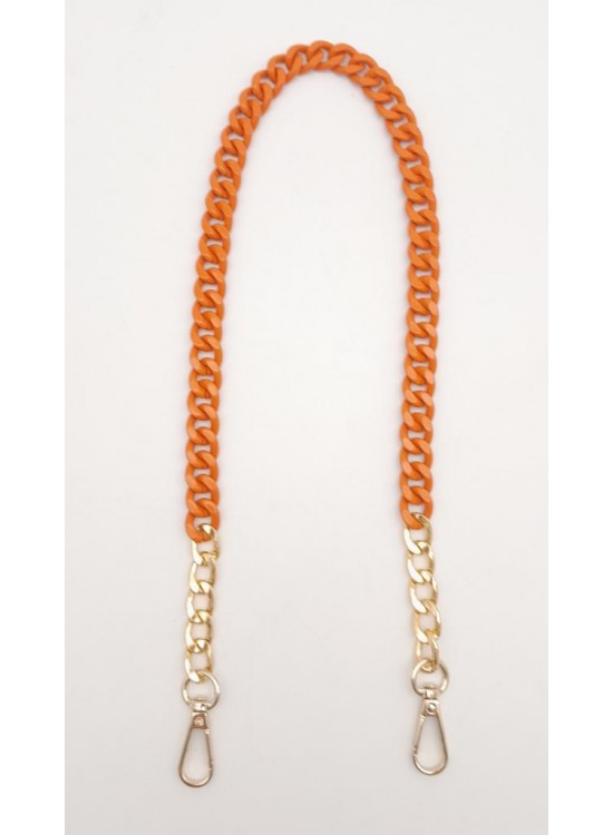 Çanta Aksesuar Renkli Metal 60 cm Kancalı Zincir Turuncu