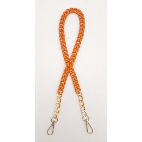 Çanta Aksesuar Renkli Metal 60 cm Kancalı Zincir Turuncu