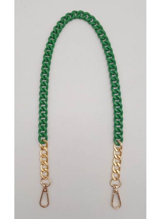 Çanta Aksesuar Renkli Metal 60 cm Kancalı Zincir Yeşil