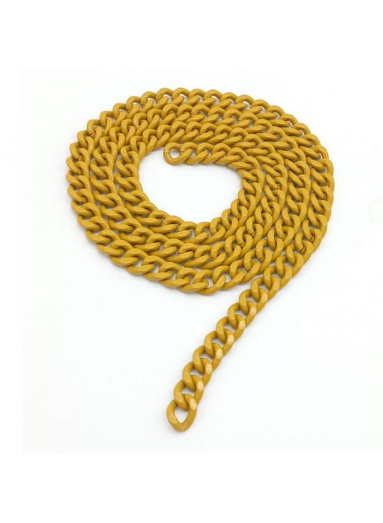 Çanta Aksesuar Renkli Metal Zincir Hardal Sarı 120 Cm