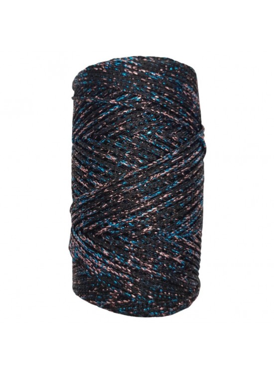 Çanta Aksesuar Renkli Simli Polyester Makrome Siyah Renk 200 gr No:02