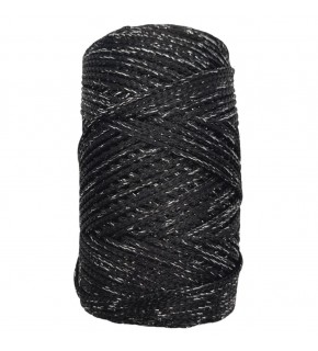 Çanta Aksesuar Renkli Simli Polyester Makrome Siyah Renk 200 gr No:03