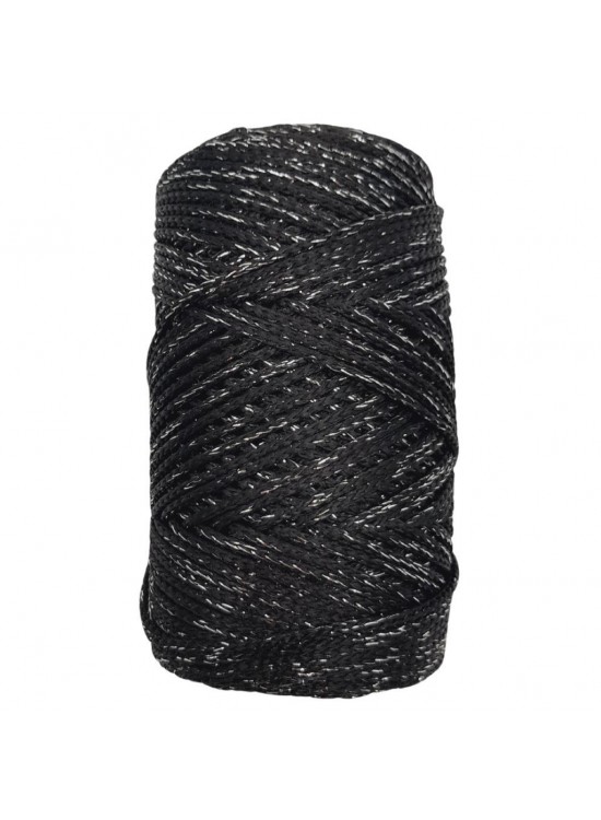 Çanta Aksesuar Renkli Simli Polyester Makrome Siyah Renk 200 gr No:03