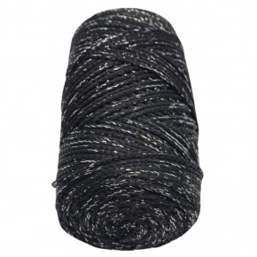 Çanta Aksesuar Renkli Simli Polyester Makrome Siyah Renk 200 gr No:03