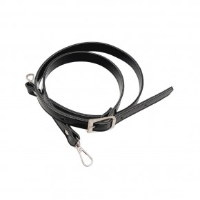 Çanta Aksesuar Rugan Deri 120x2 cm Tokalı Siyah Renk Çanta Sapı Gümüş Metalli