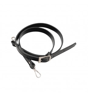 Çanta Aksesuar Rugan Deri 120x2 cm Tokalı Siyah Renk Çanta Sapı Gümüş Metalli