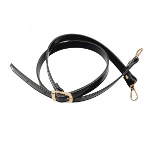 Çanta Aksesuar Rugan Deri 120x2 cm Tokalı Siyah Renk Çanta Sapı Light Gold Metalli