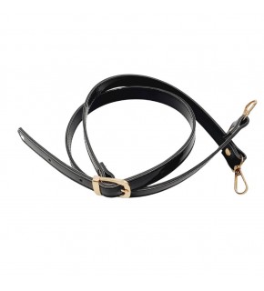 Çanta Aksesuar Rugan Deri 120x2 cm Tokalı Siyah Renk Çanta Sapı Light Gold Metalli