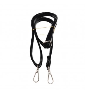 Çanta Aksesuar Rugan Deri 125x2 cm Sürgütlü Siyah Renk Çanta Sapı Gümüş Metalli