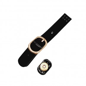 Çanta Aksesuar Rugan Deri 18 cm Tokalı Çanta Kapağı Siyah Renk Light Gold Metalli