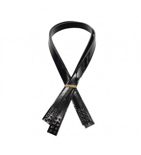 Çanta Aksesuar Rugan Deri 80x2 cm Dikişli Çift Çanta Sapı Siyah Renk