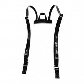 Çanta Aksesuar Rugan Deri Sırt Çantası Sapı Siyah Renk Gümüş Metalli