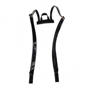 Çanta Aksesuar Rugan Deri Sırt Çantası Sapı Siyah Renk Light Gold Metalli