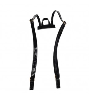 Çanta Aksesuar Rugan Deri Sırt Çantası Sapı Siyah Renk Light Gold Metalli