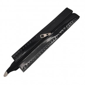 Çanta Aksesuar Rugan Derili 28 cm Siyah Renk Fermuar Gümüş Metalli