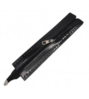 Çanta Aksesuar Rugan Derili 28 cm Siyah Renk Fermuar Gümüş Metalli