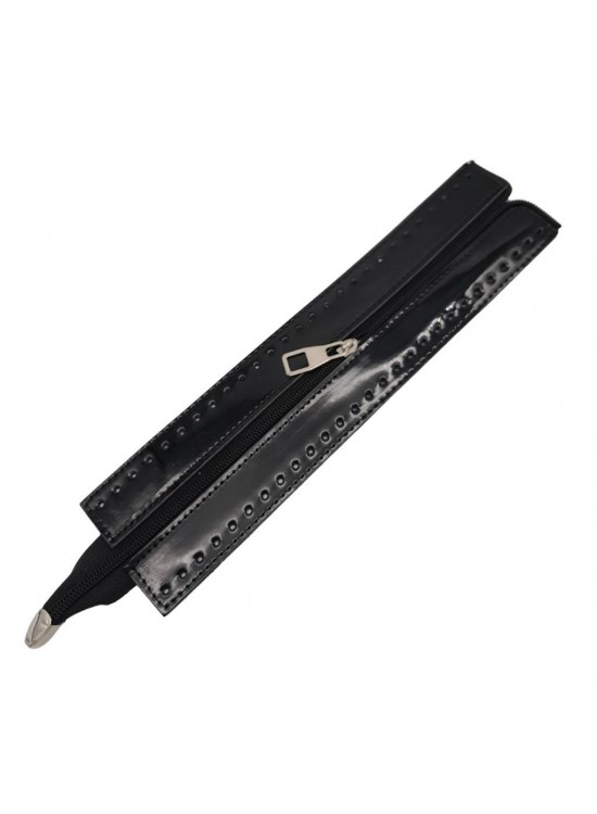 Çanta Aksesuar Rugan Derili 28 cm Siyah Renk Fermuar Gümüş Metalli