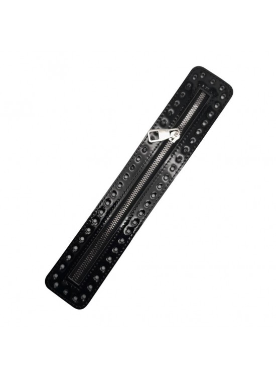 Çanta Aksesuar Rugan Derili Fermuar Yeni Model Siyah Renk 30 Cm Gümüş Metalli