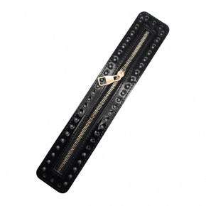 Çanta Aksesuar Rugan Derili Fermuar Yeni Model Siyah Renk 30 Cm Light Gold Metalli