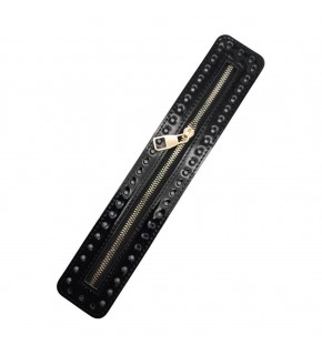 Çanta Aksesuar Rugan Derili Fermuar Yeni Model Siyah Renk 30 Cm Light Gold Metalli