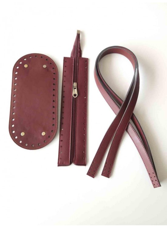 Çanta Aksesuar Sap Taban Fermuar Seti Bordo