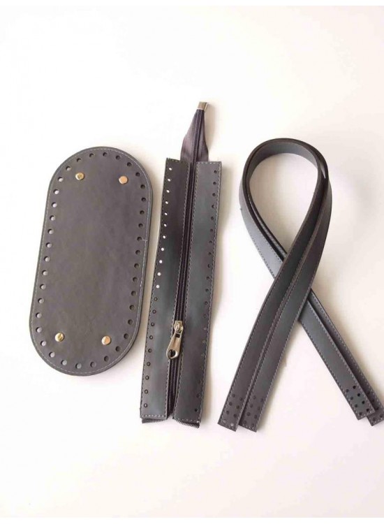 Çanta Aksesuar Sap Taban Fermuar Seti Gri