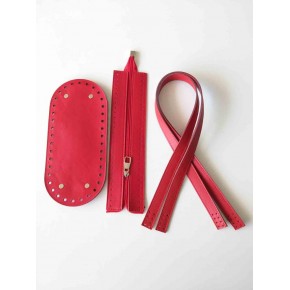Çanta Aksesuar Sap Taban Fermuar Seti Kırmızı