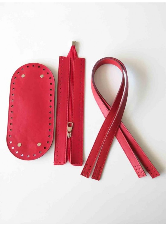 Çanta Aksesuar Sap Taban Fermuar Seti Kırmızı