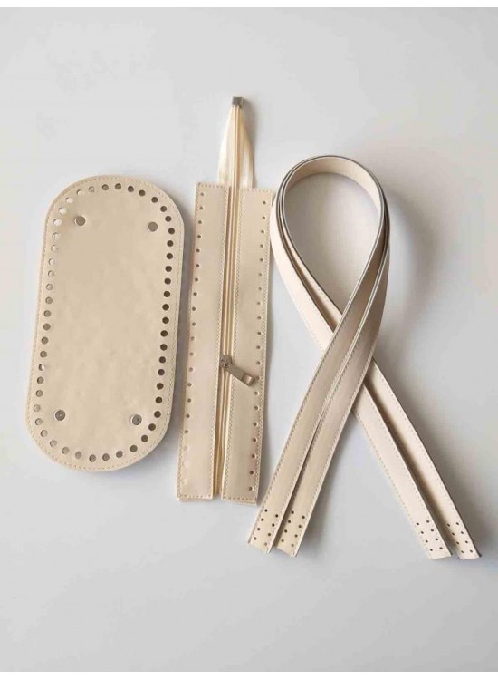 Çanta Aksesuar Sap Taban Fermuar Seti Krem