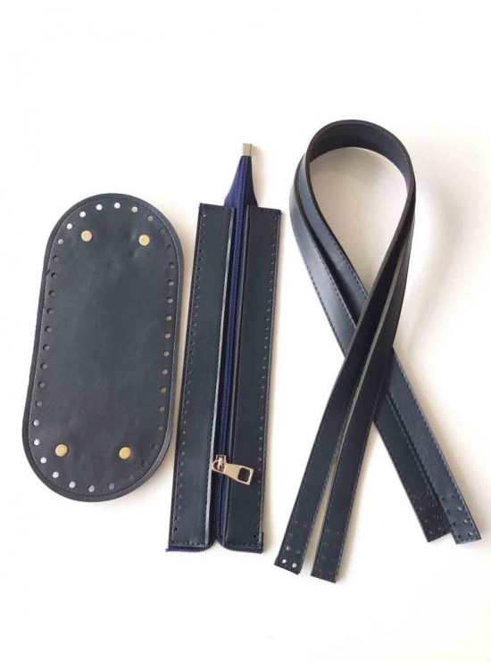 Çanta Aksesuar Sap Taban Fermuar Seti Lacivert