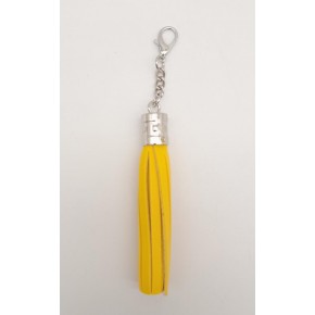 Çanta Aksesuar Sarı Suni Deri Kovanlı Püskül Gümüş Metalli