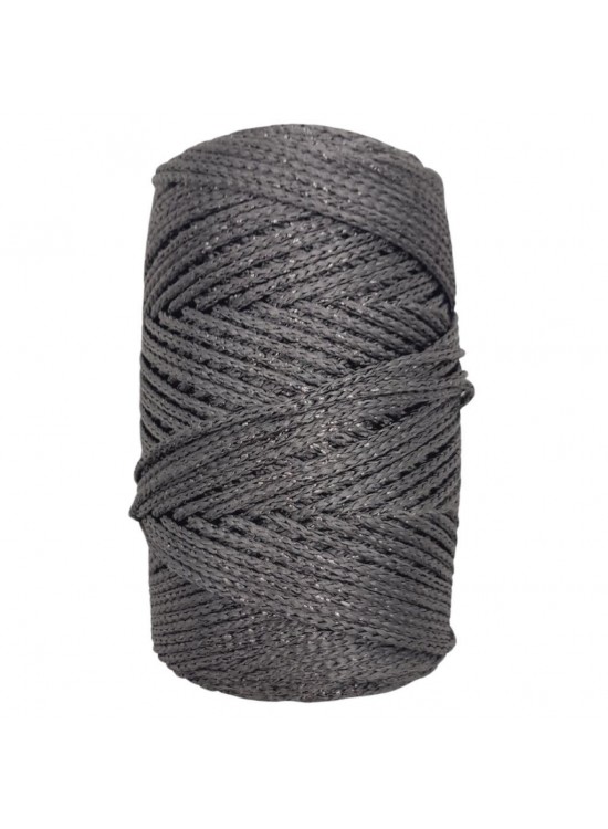 Çanta Aksesuar Simli Polyester Makrome Koyu Gri Renk 200 gr